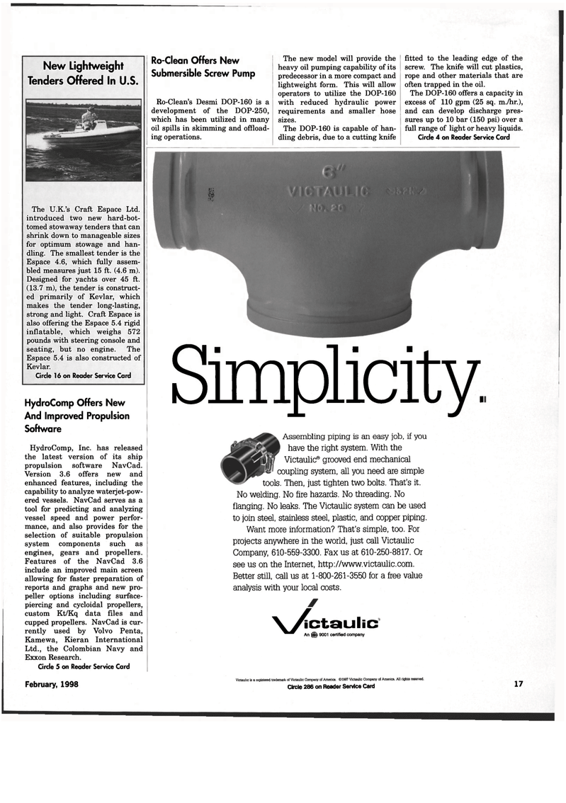 Maritime Reporter Magazine, page 17,  Feb 1998
