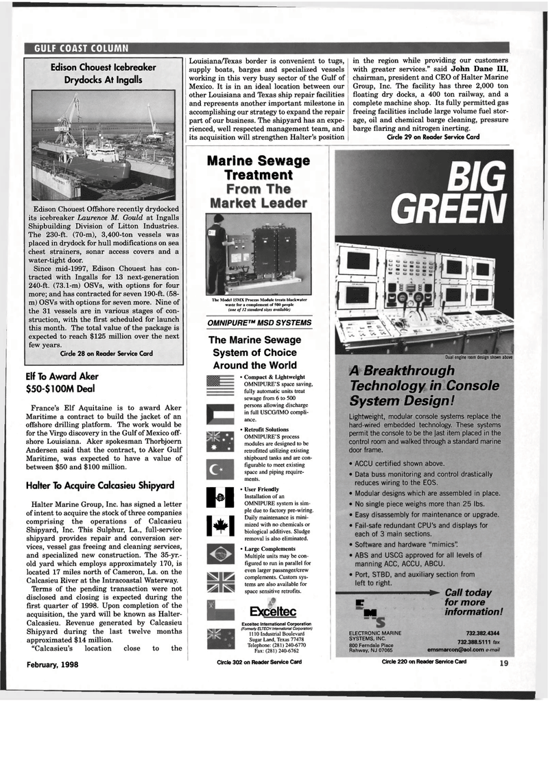 Maritime Reporter Magazine, page 19,  Feb 1998
