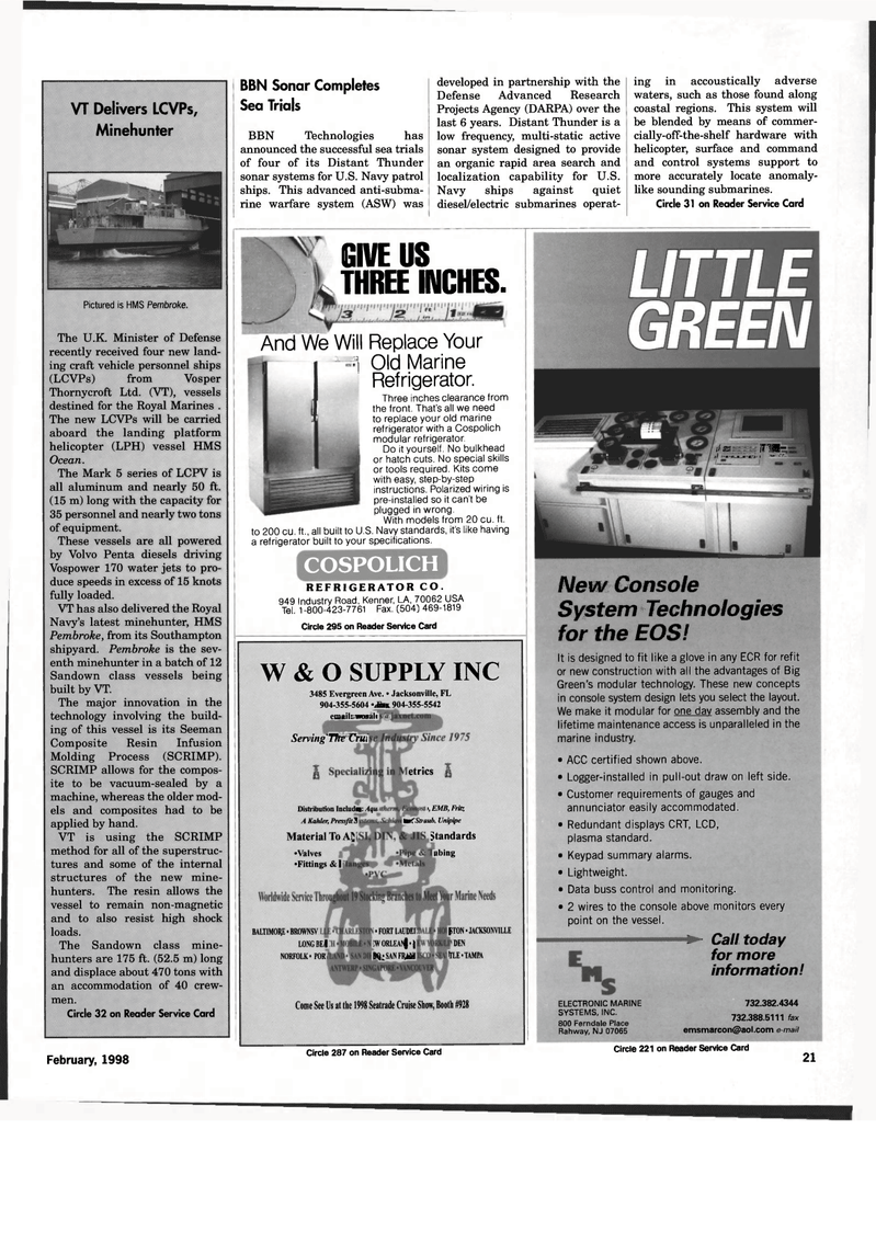 Maritime Reporter Magazine, page 21,  Feb 1998