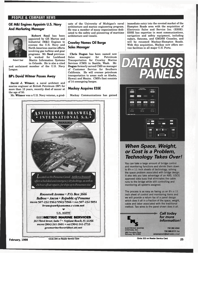 Maritime Reporter Magazine, page 25,  Feb 1998