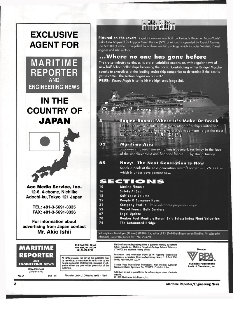 Maritime Reporter Magazine, page 2,  Feb 1998