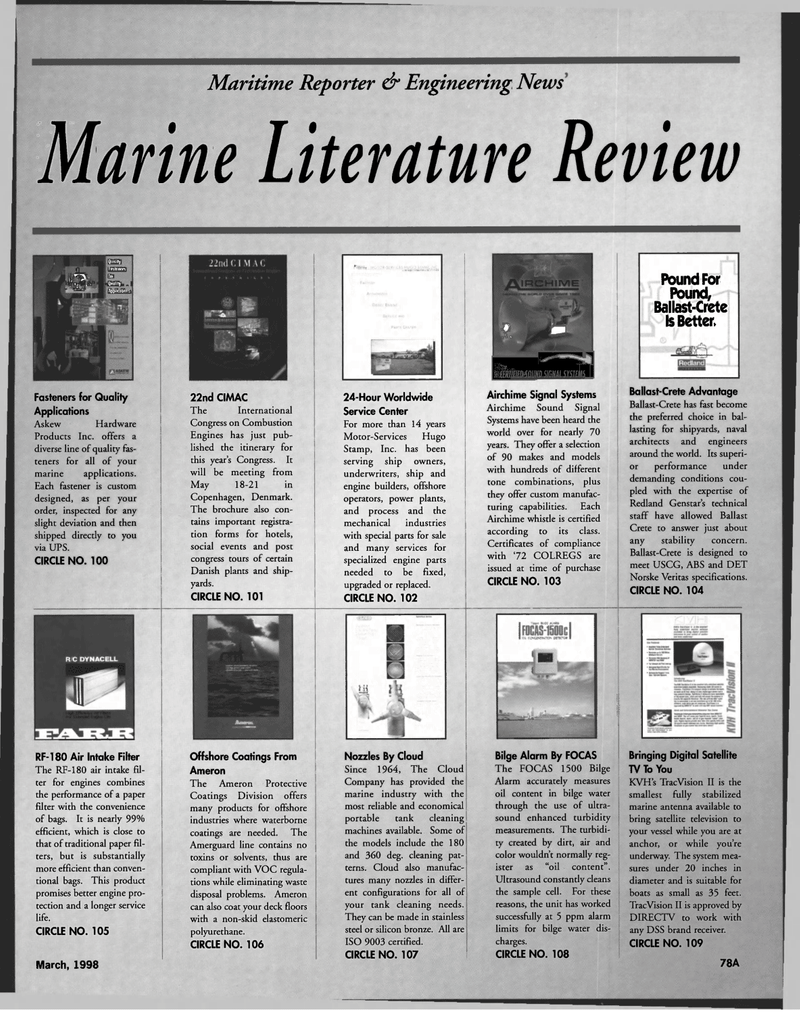 Maritime Reporter Magazine, page 77,  Mar 1998