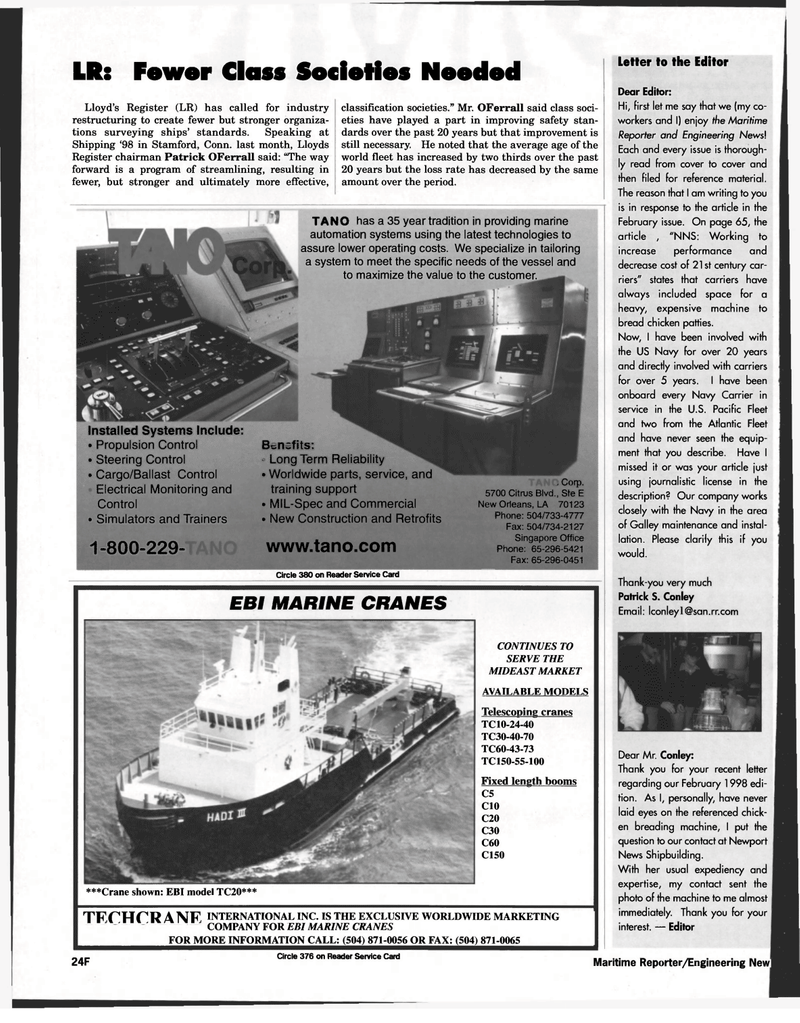 Maritime Reporter Magazine, page 30,  Apr 1998