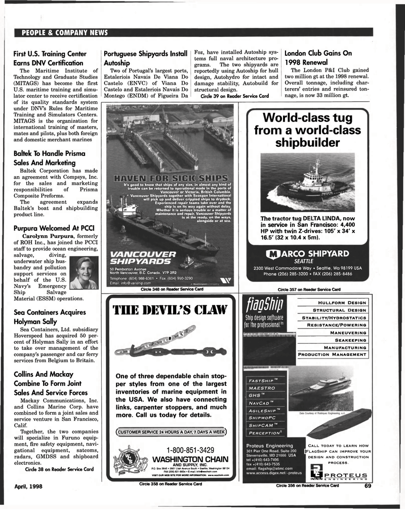 Maritime Reporter Magazine, page 77,  Apr 1998