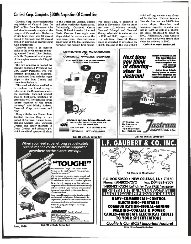 Maritime Reporter Magazine, page 121,  Jun 1998