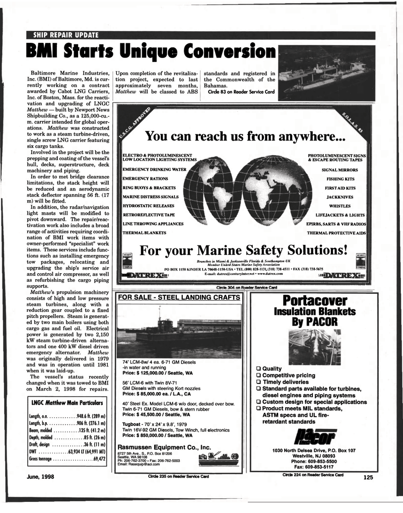 Maritime Reporter Magazine, page 123,  Jun 1998