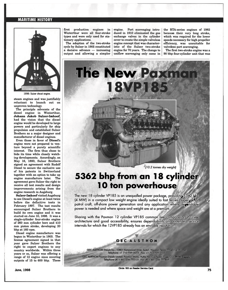 Maritime Reporter Magazine, page 66,  Jun 1998