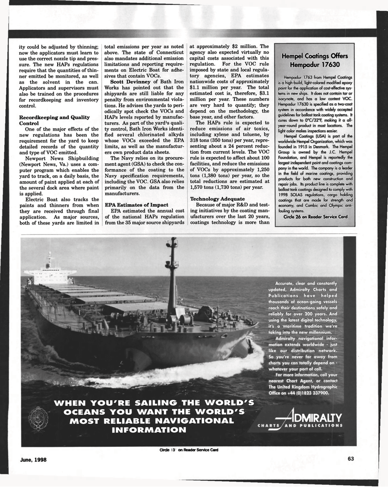 Maritime Reporter Magazine, page 78,  Jun 1998