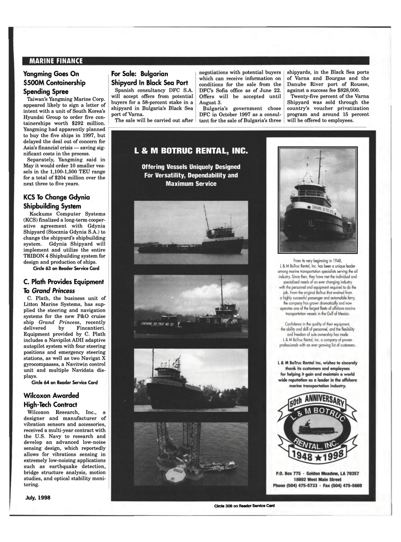 Maritime Reporter Magazine, page 15,  Jul 1998