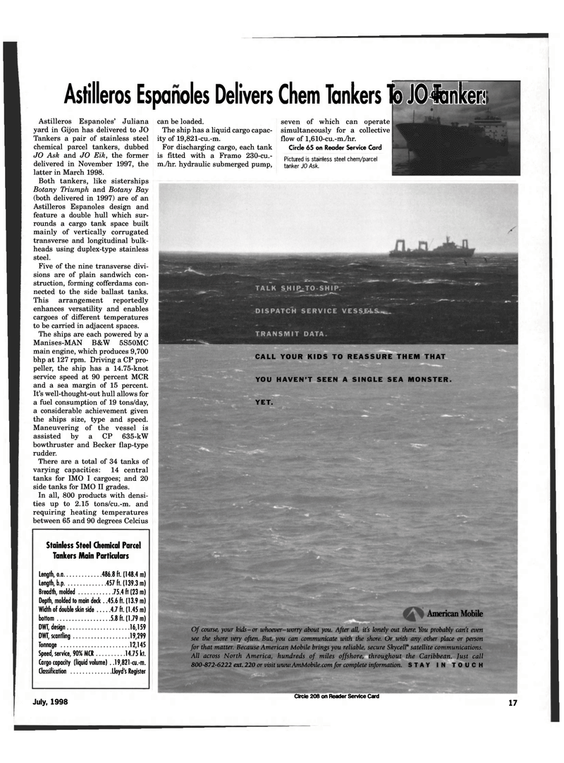 Maritime Reporter Magazine, page 17,  Jul 1998