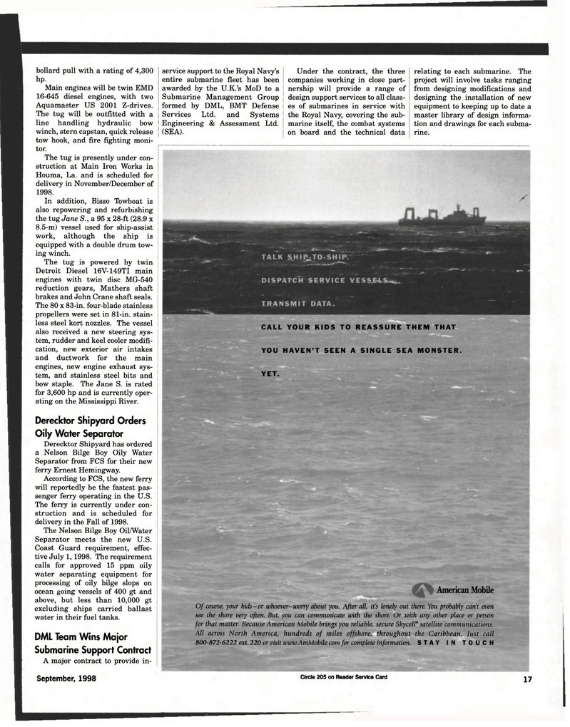 Maritime Reporter Magazine, page 17,  Sep 1998