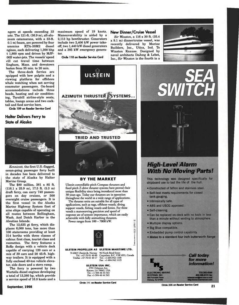 Maritime Reporter Magazine, page 21,  Sep 1998