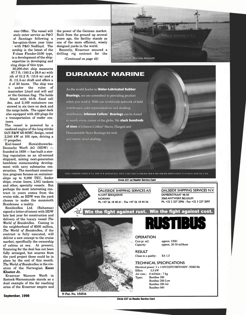 Maritime Reporter Magazine, page 37,  Sep 1998