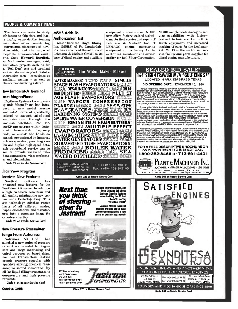 Maritime Reporter Magazine, page 107,  Oct 1998