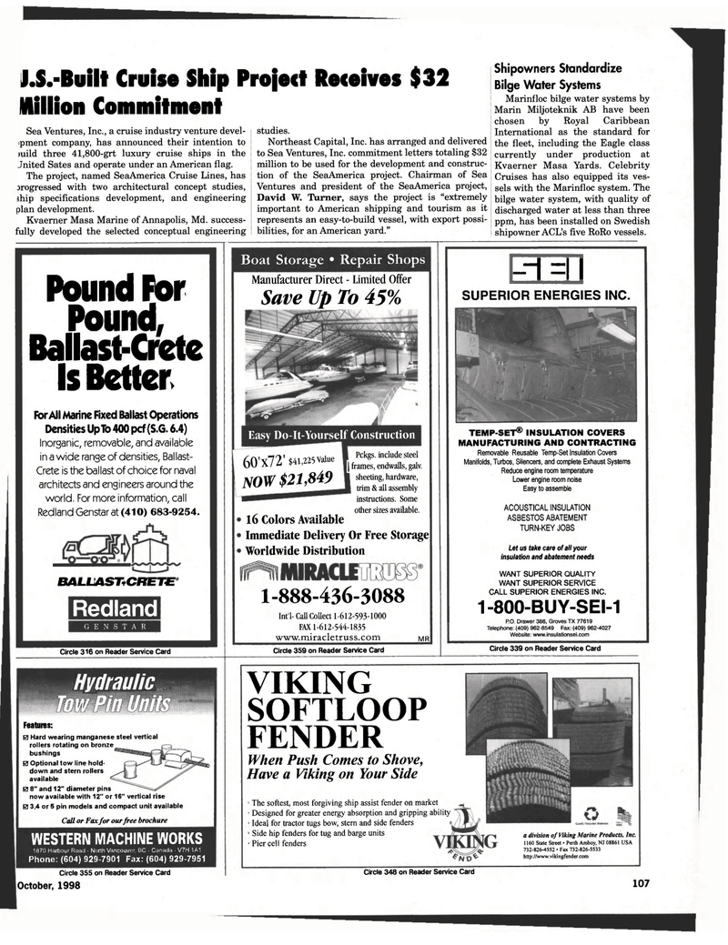 Maritime Reporter Magazine, page 109,  Oct 1998