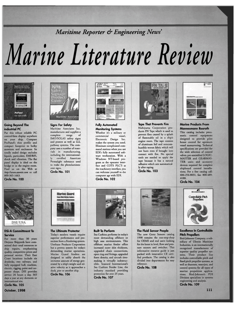 Maritime Reporter Magazine, page 113,  Oct 1998