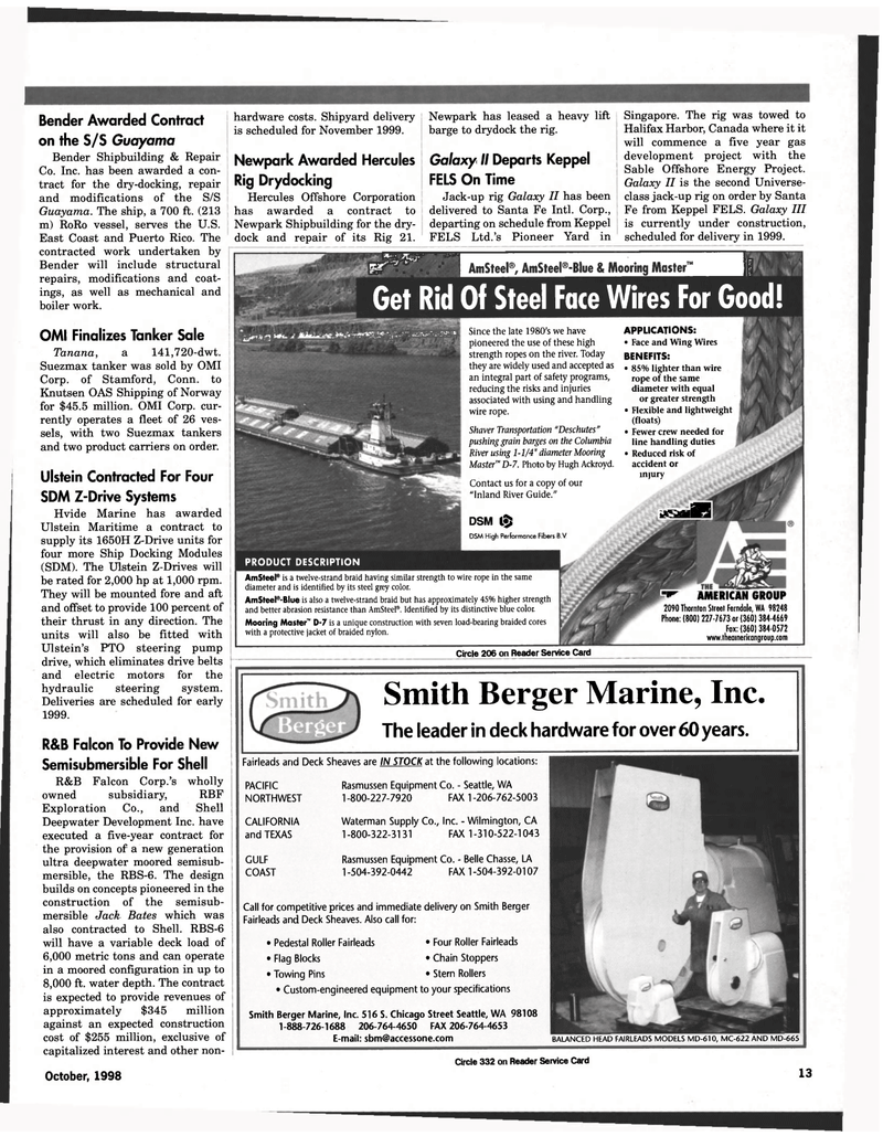 Maritime Reporter Magazine, page 13,  Oct 1998