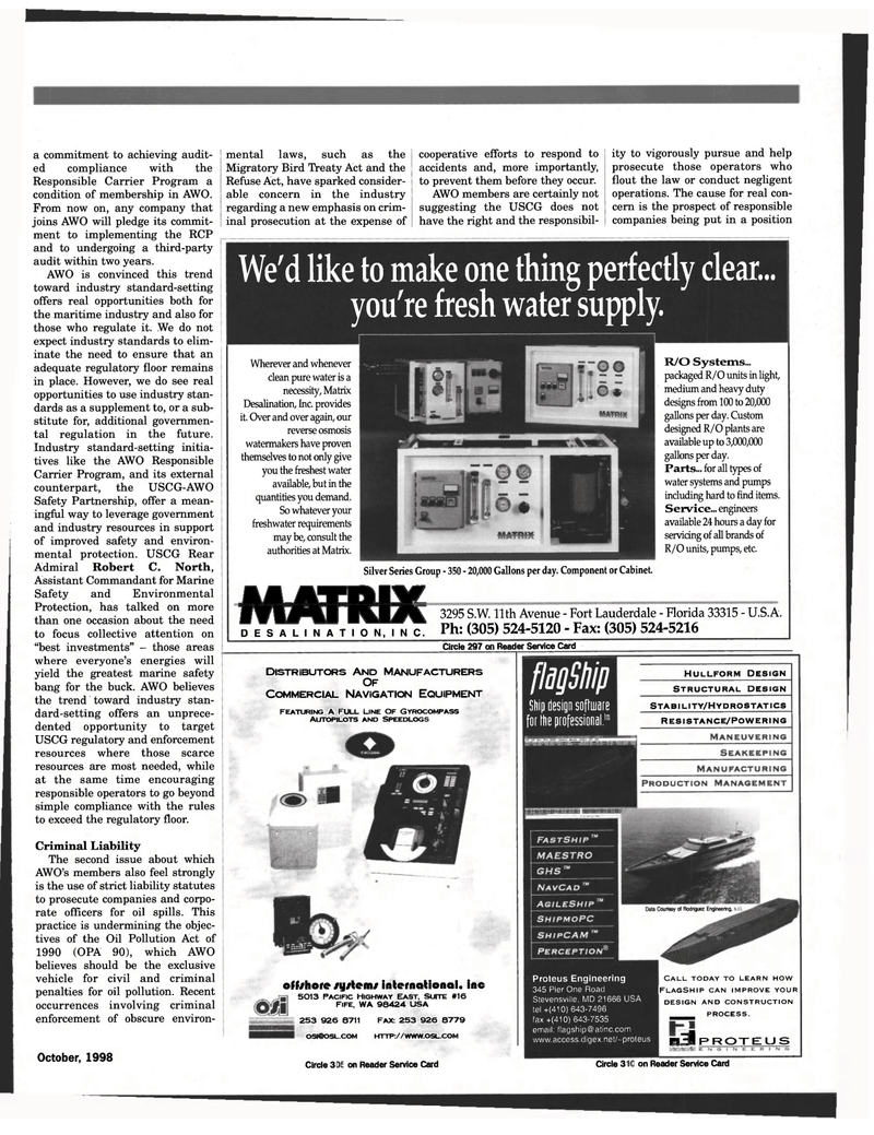 Maritime Reporter Magazine, page 77,  Oct 1998