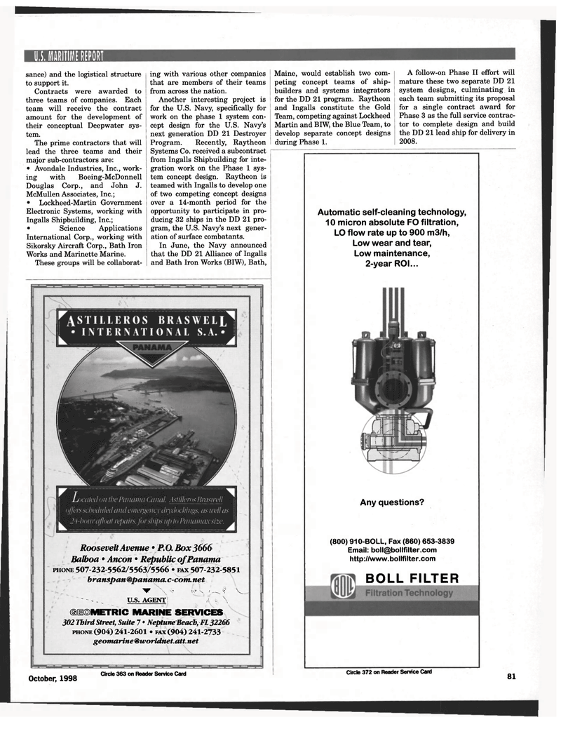 Maritime Reporter Magazine, page 81,  Oct 1998
