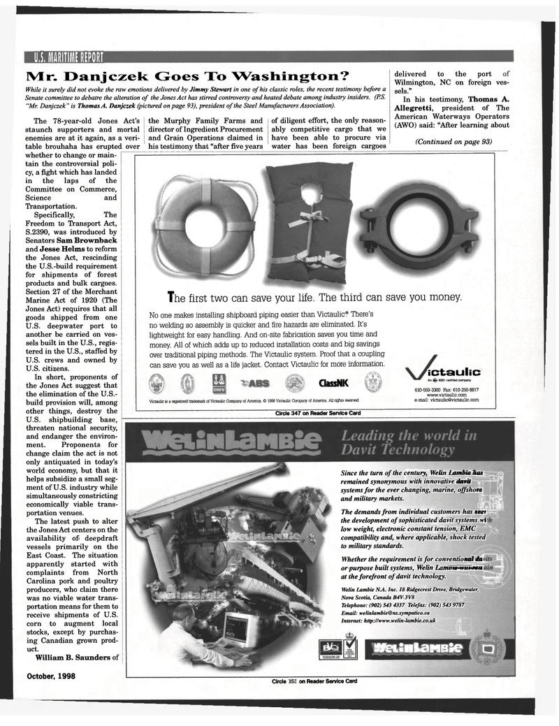 Maritime Reporter Magazine, page 85,  Oct 1998