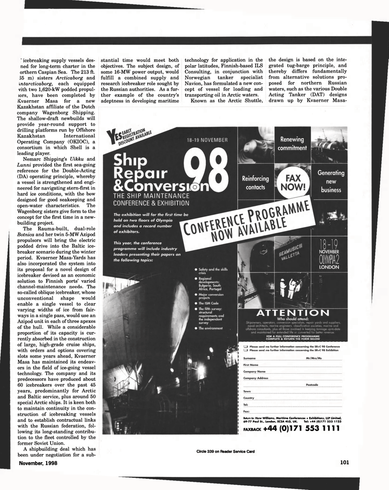 Maritime Reporter Magazine, page 101,  Nov 1998
