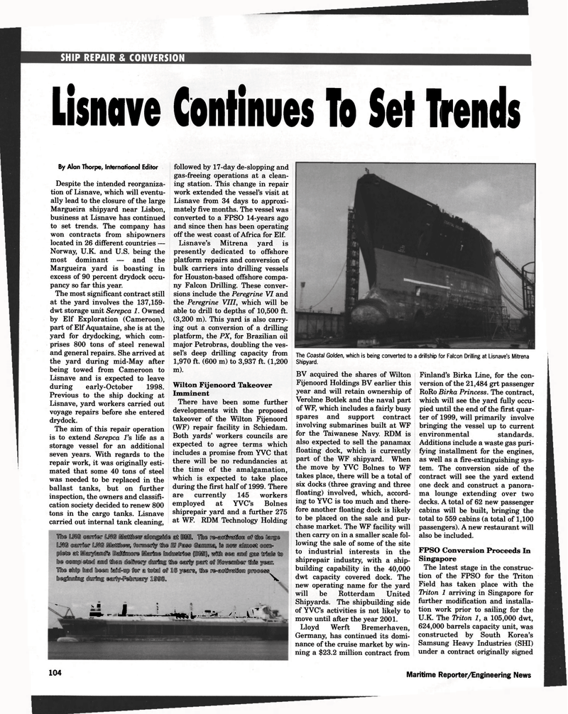 Maritime Reporter Magazine, page 104,  Nov 1998