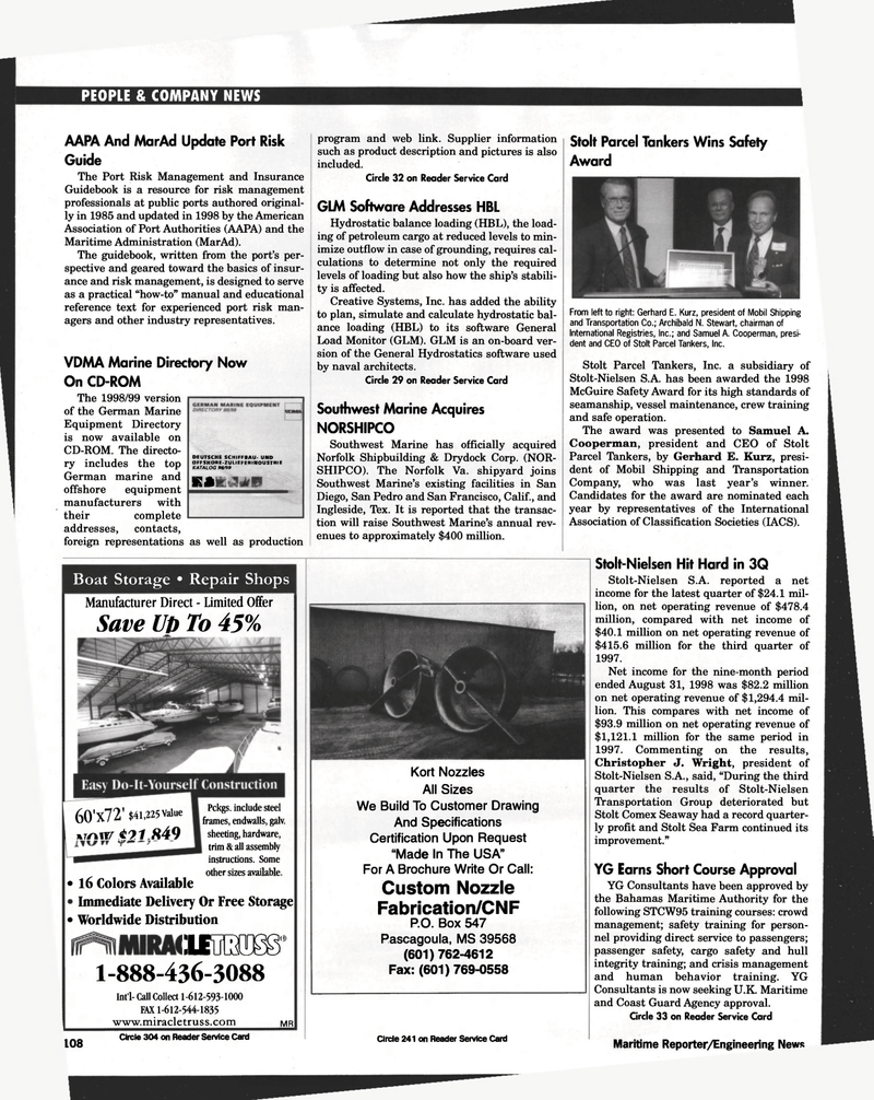 Maritime Reporter Magazine, page 108,  Nov 1998