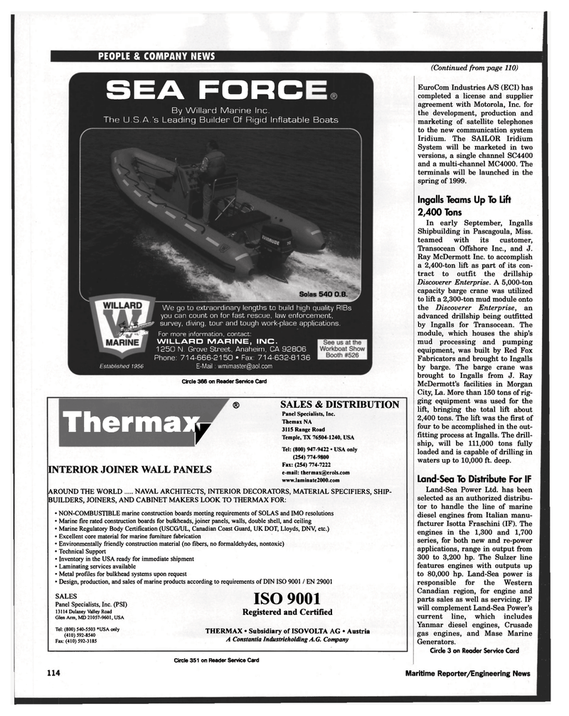 Maritime Reporter Magazine, page 114,  Nov 1998