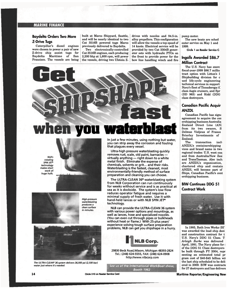 Maritime Reporter Magazine, page 14,  Nov 1998