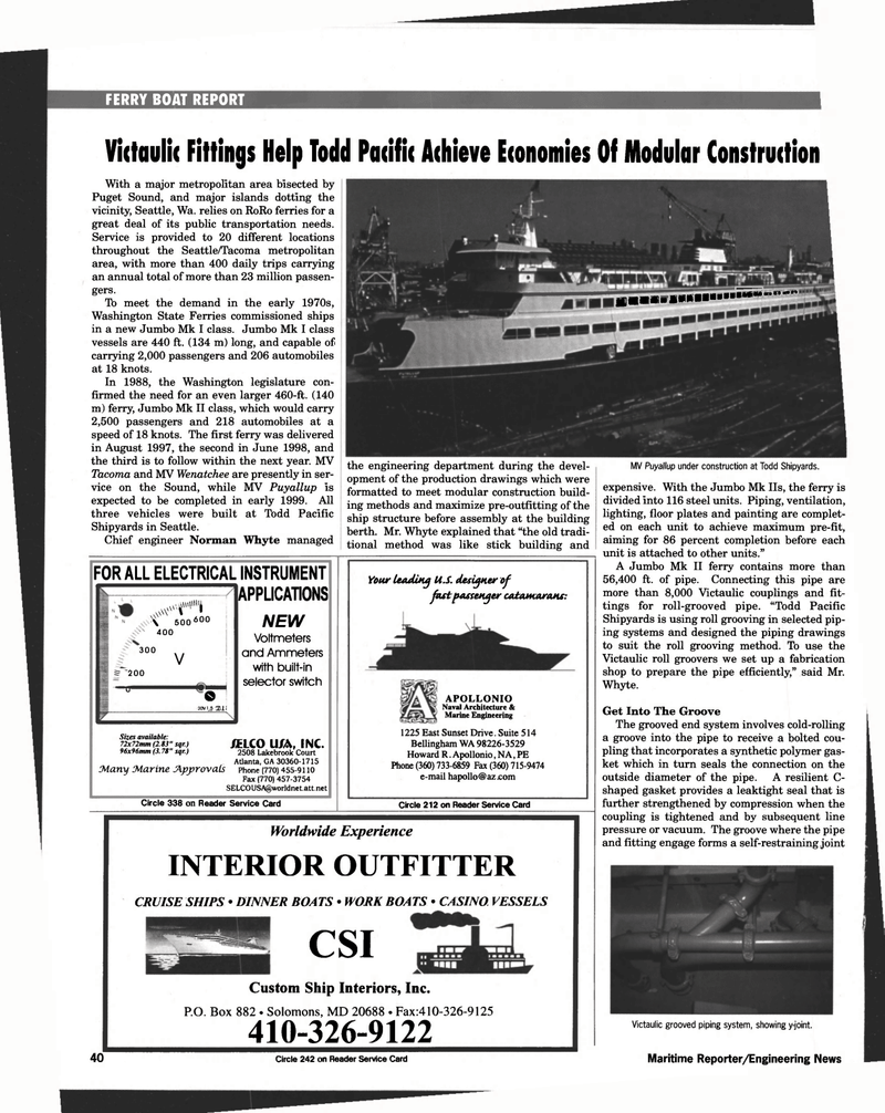 Maritime Reporter Magazine, page 40,  Nov 1998