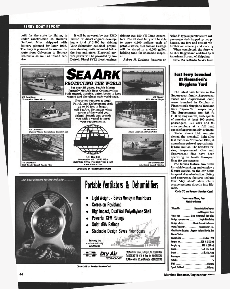 Maritime Reporter Magazine, page 44,  Nov 1998