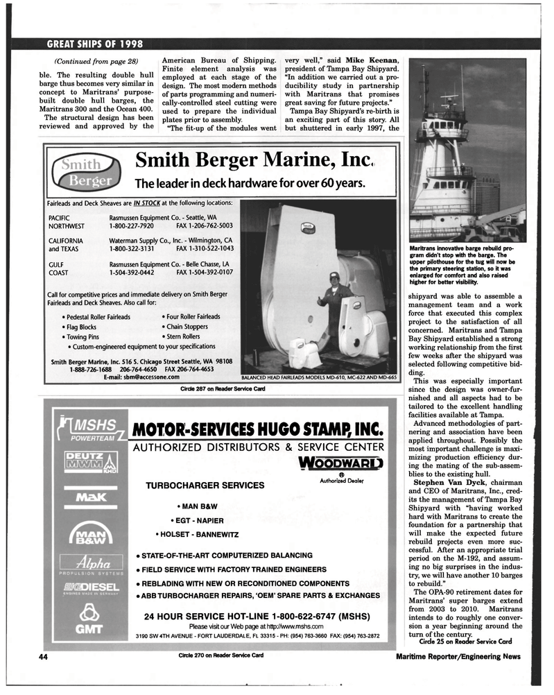 Maritime Reporter Magazine, page 44,  Dec 1998