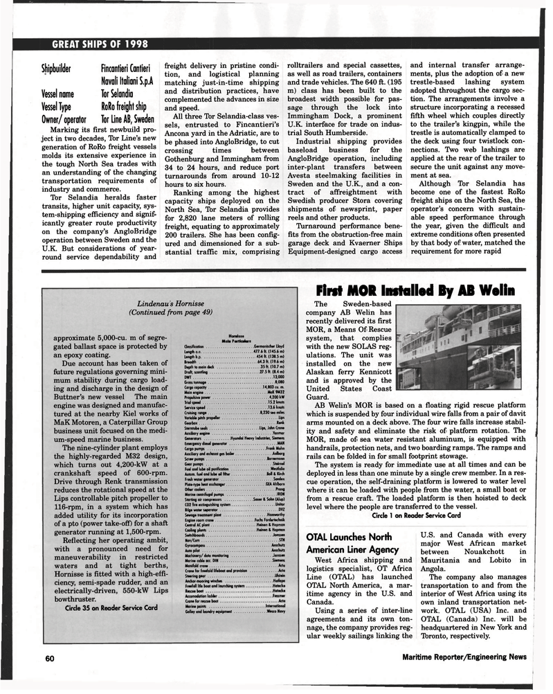 Maritime Reporter Magazine, page 60,  Dec 1998