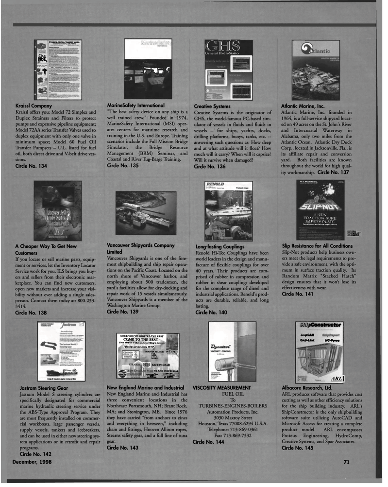 Maritime Reporter Magazine, page 71,  Dec 1998
