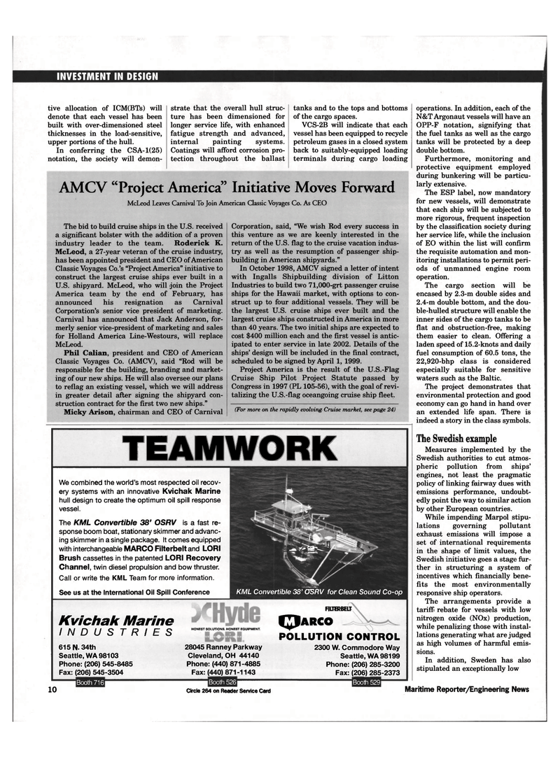 Maritime Reporter Magazine, page 11,  Feb 1999