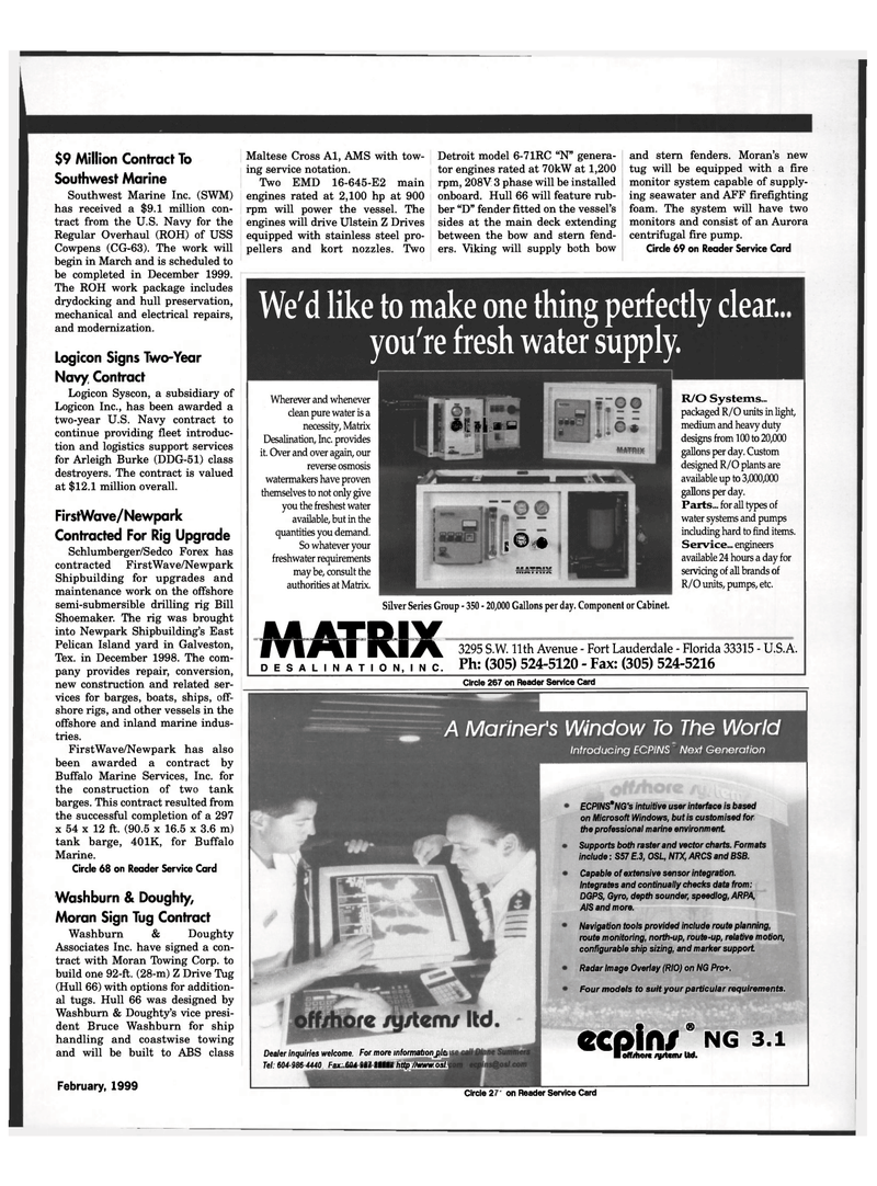 Maritime Reporter Magazine, page 24,  Feb 1999