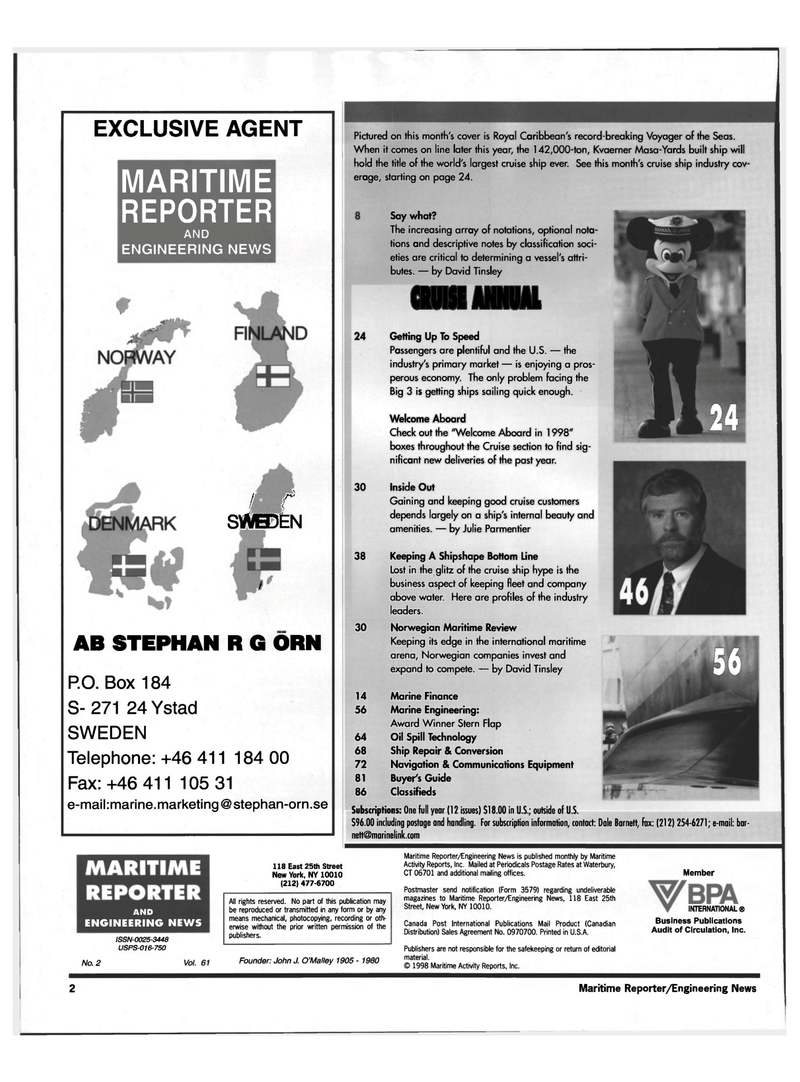 Maritime Reporter Magazine, page 3,  Feb 1999