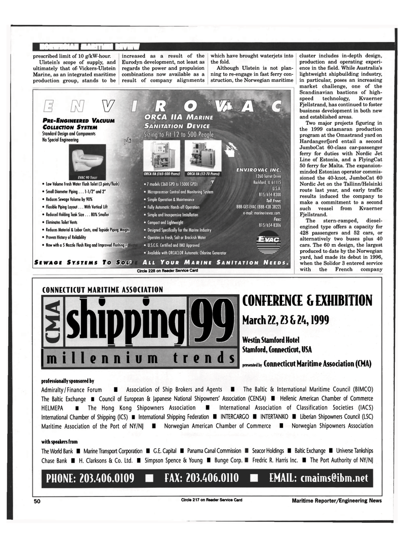 Maritime Reporter Magazine, page 53,  Feb 1999