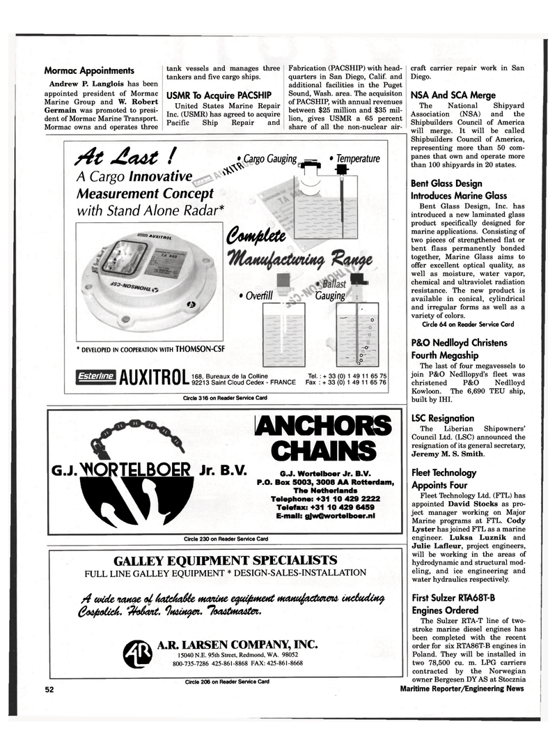 Maritime Reporter Magazine, page 55,  Feb 1999