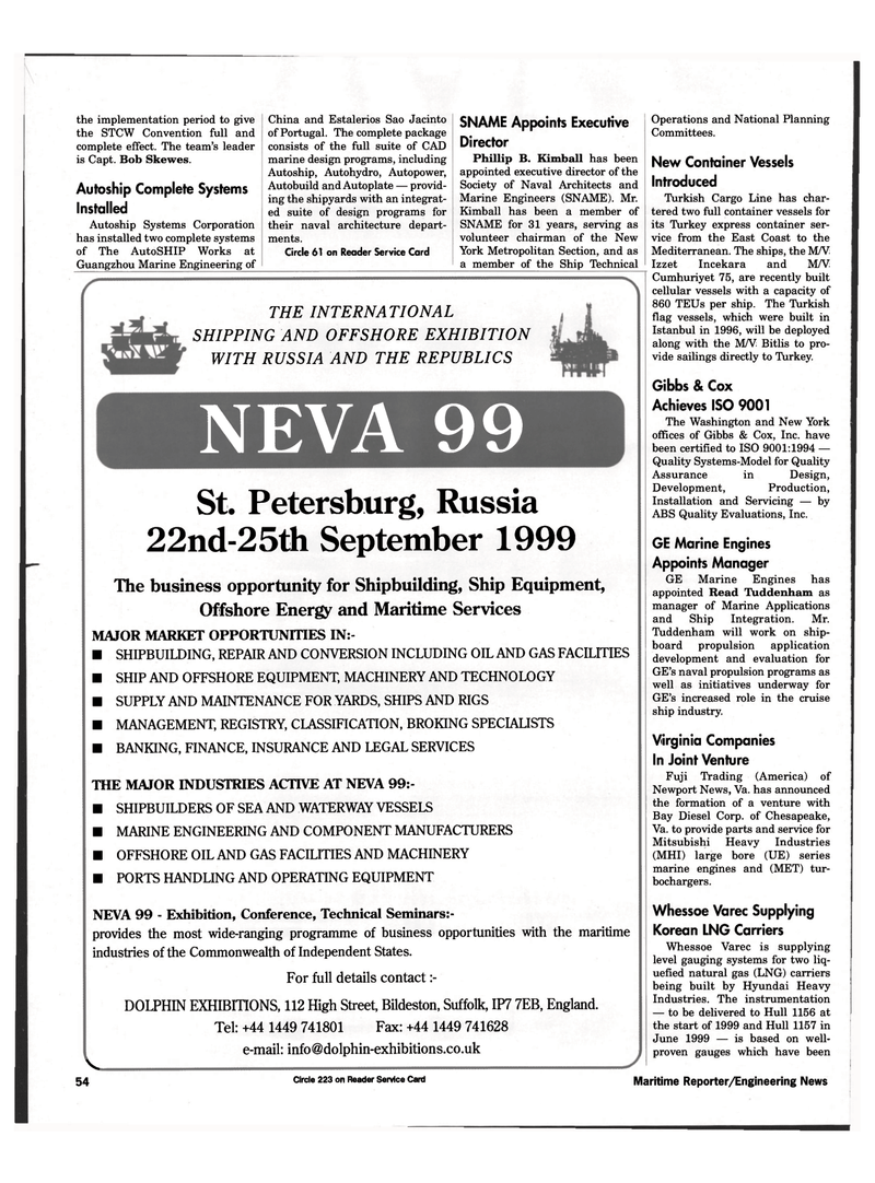 Maritime Reporter Magazine, page 57,  Feb 1999