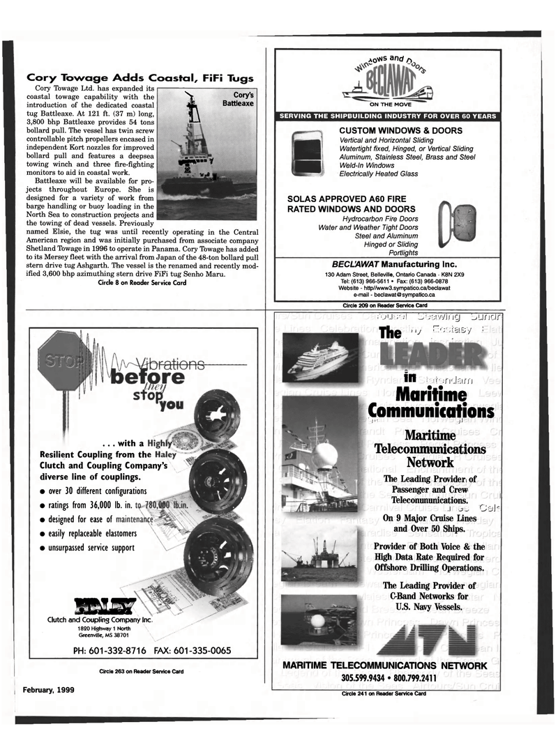 Maritime Reporter Magazine, page 70,  Feb 1999
