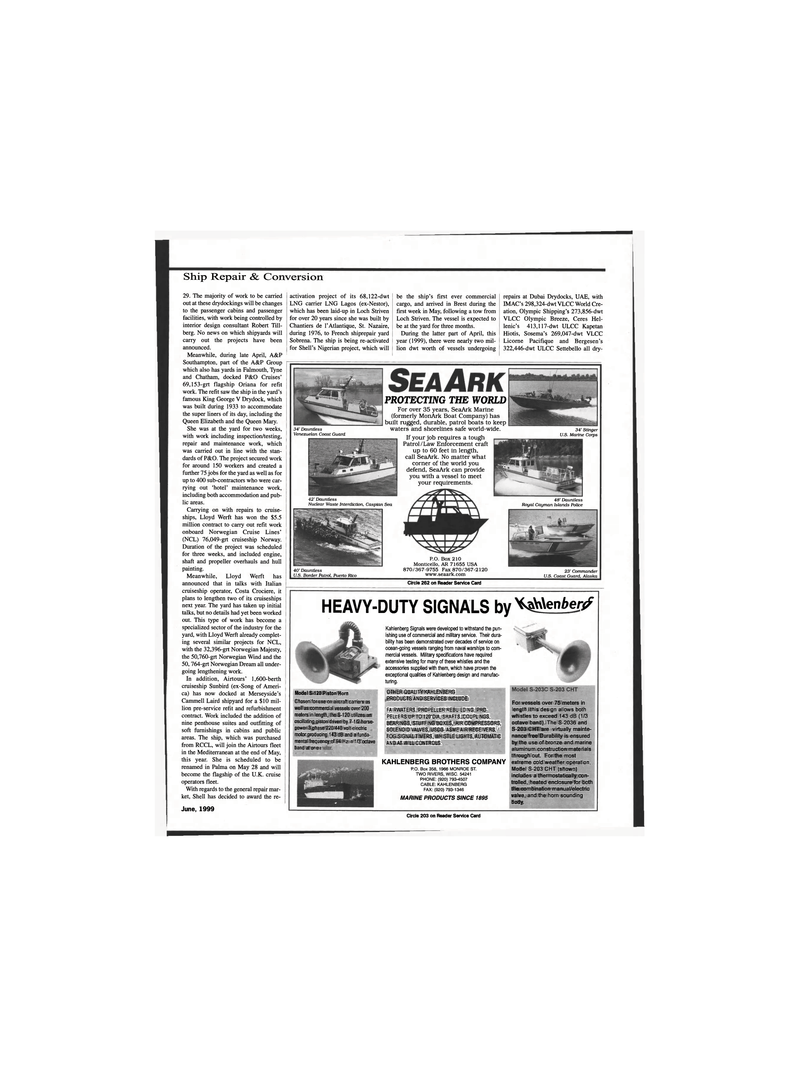 Maritime Reporter Magazine, page 109,  Jun 1999