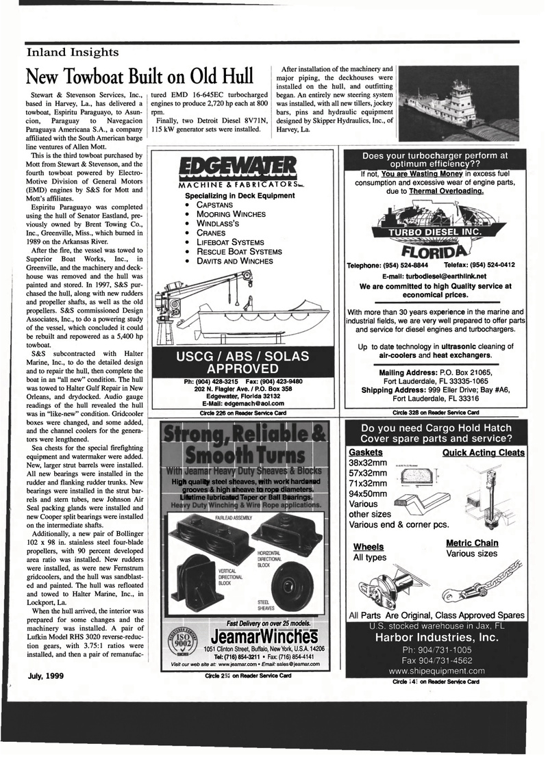 Maritime Reporter Magazine, page 15,  Jul 1999
