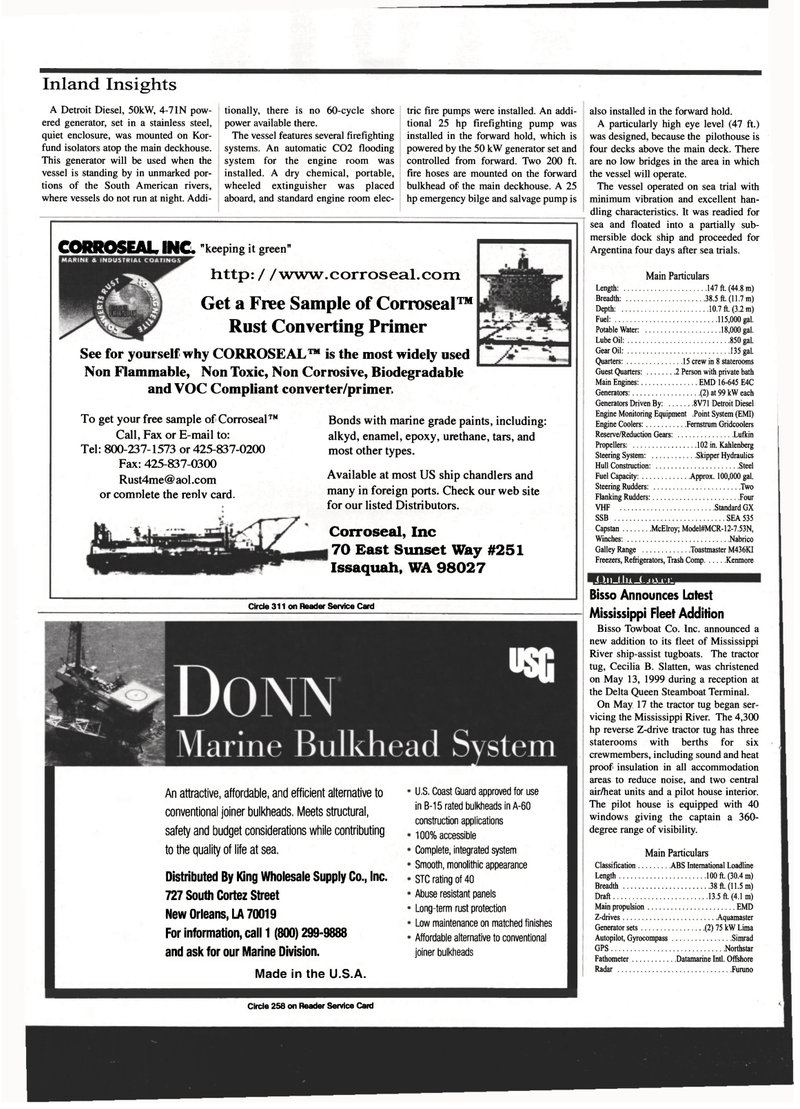 Maritime Reporter Magazine, page 16,  Jul 1999