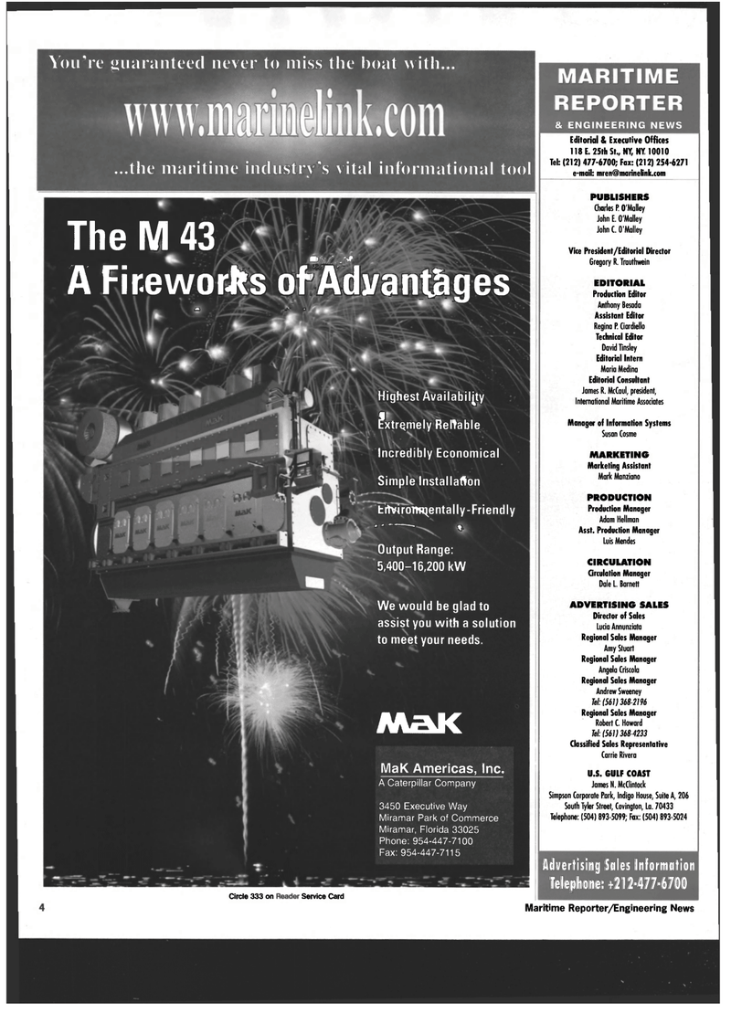 Maritime Reporter Magazine, page 4,  Jul 1999