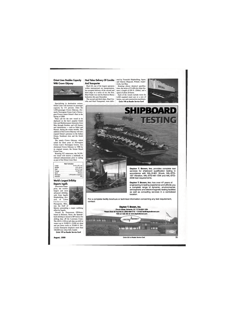 Maritime Reporter Magazine, page 31,  Aug 1999