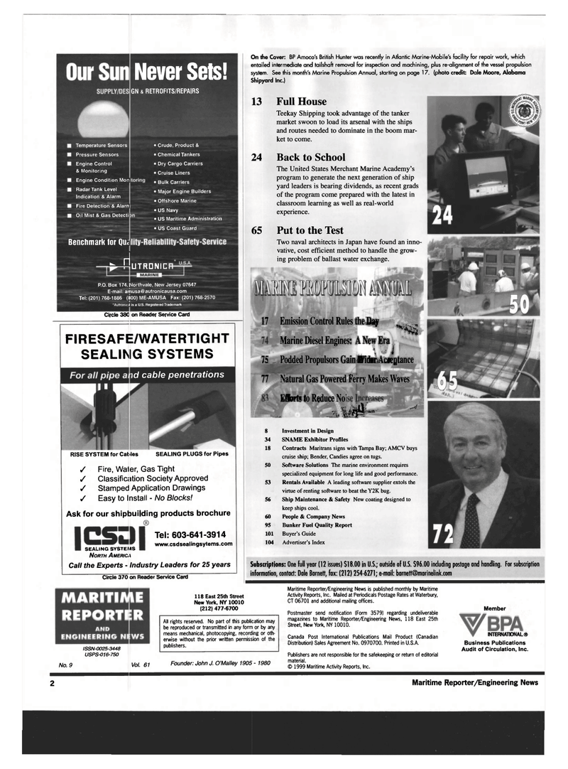 Maritime Reporter Magazine, page 2,  Sep 1999