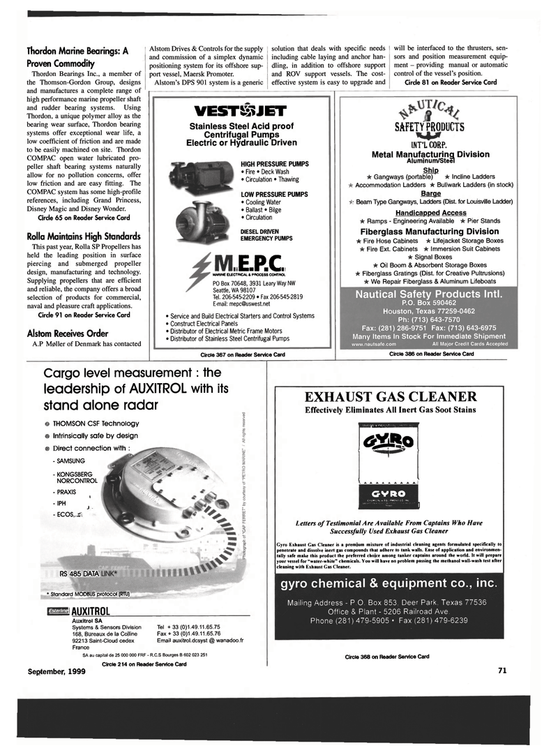 Maritime Reporter Magazine, page 73,  Sep 1999