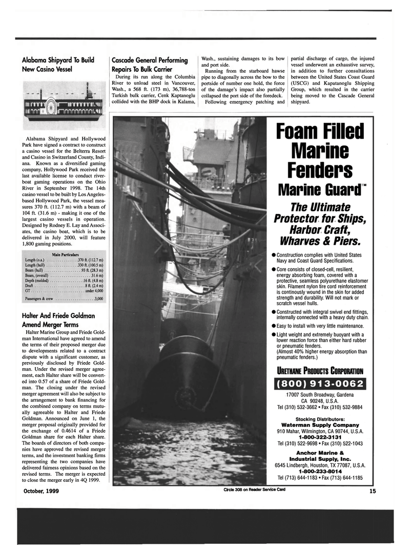 Maritime Reporter Magazine, page 15,  Oct 1999