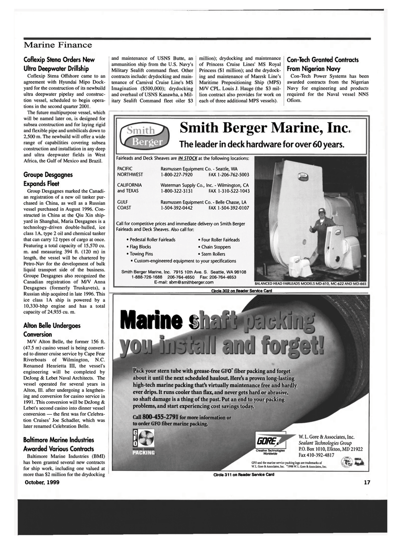 Maritime Reporter Magazine, page 17,  Oct 1999